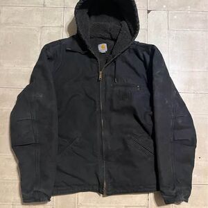 Black Carhartt J141 Sandstone Duck Sherpa-Lined Sierra Jacket size large
